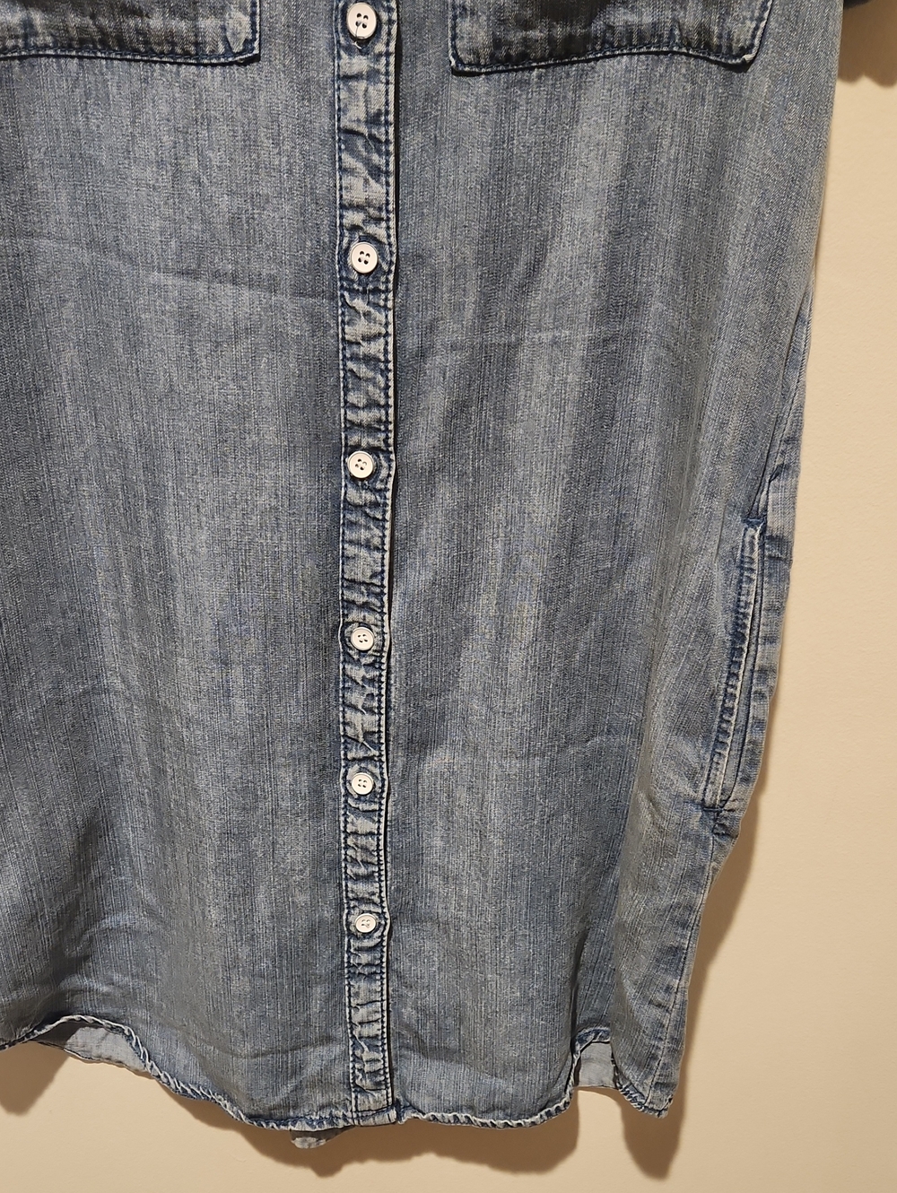 ❤️ VELVET HEART BUTTON DOWN CHAMBRAY SHIRT DRESS WITH POCKETS, SMALL - Picture 3 of 8